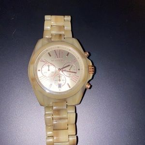 Michael Kors Bradshaw rose gold and tan watch